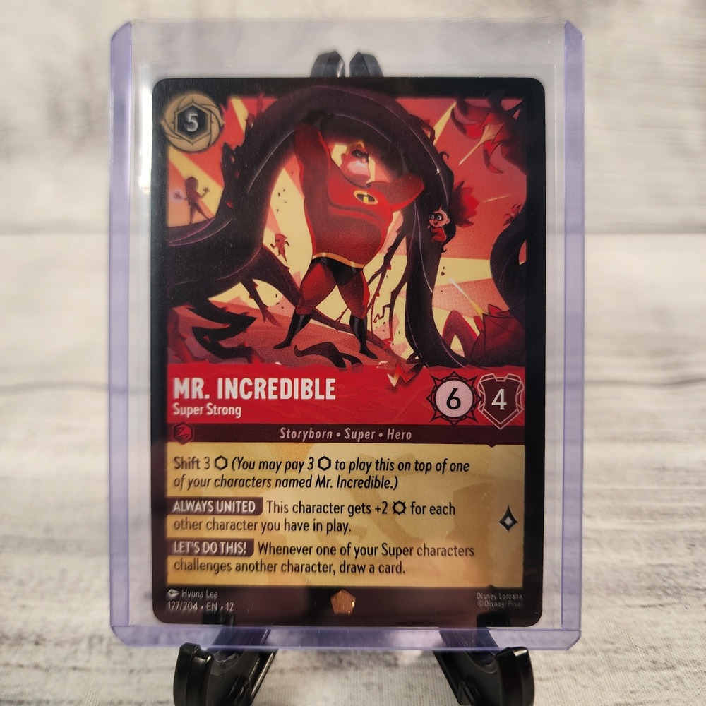 Disney Lorcana Mr. Incredible Super Strong 127/204 Super Rare Ruby First Chapter